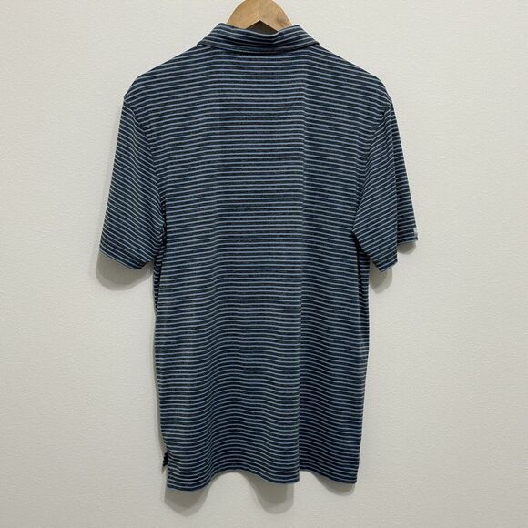 Straight Down Performance Polo Shirt Mens Medium Striped Blue Golf Stretch - Picture 6 of 6